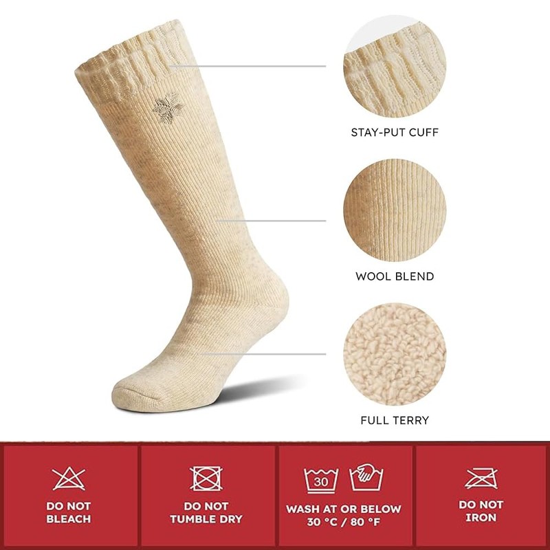 NORDIC Socks 2 Pairs - Premium 70% Merino Wool, Thermal