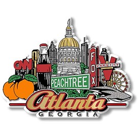 Atlanta City Magnet by Classic Magnets, 3D Rubber Vintage-Style Collectible Souvenirs and Gifts Made in The USA, 4.2" x 3.2"