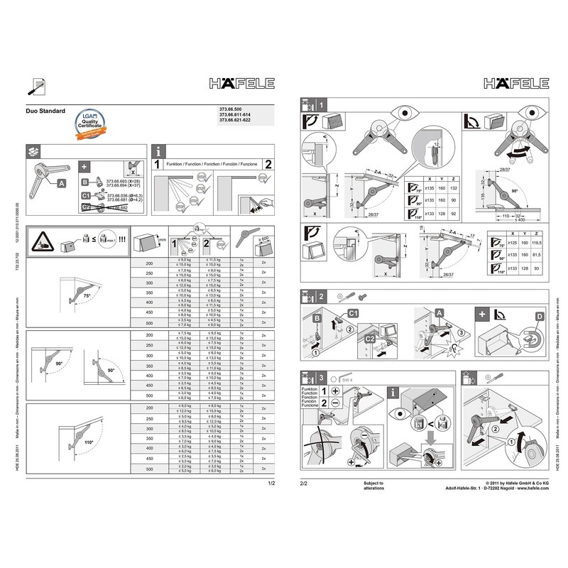 HAFELE Duo Standard Flap Lid Stay Lift Support System for