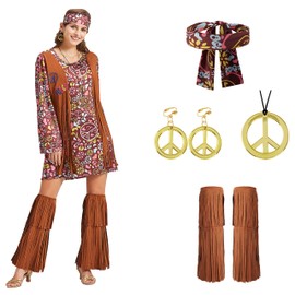 cuteDIY Cowgirl Costume Women's Fancy Dress Costumes Women's Hippie Costume Women's Hippie 70s Costume