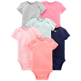 Simple Joys by Carter's Baby Girls' 6-Pack Short-Sleeve Bodysuit, Solid, Newborn