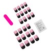 Pink-Black Gradient Press on Nails Short Square Shape Fake Nails