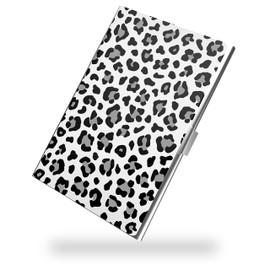 Weaninyiu Business Card Metal Slim Organizer, Professional Stainless Steel Square Pocket Wallet for Office Workers, Compact and Portable for Pockets (Snow Leopard