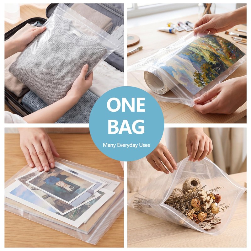 100 PCS 13"×15" Large Zip Seal Lock Bags 2 Gallon