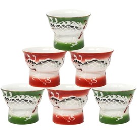 Fengshuibringluck Asia Sake Cup Ceramics Goblet 6PCS