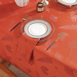 SASTYBALE Fall Napkins Cloth Washable, Jacquard Napkins with Autumn Leaves Patterns, 4 Pieces Napkins Set for Thanksgiving Harvest Holidays (50 x 50cm,Rust)