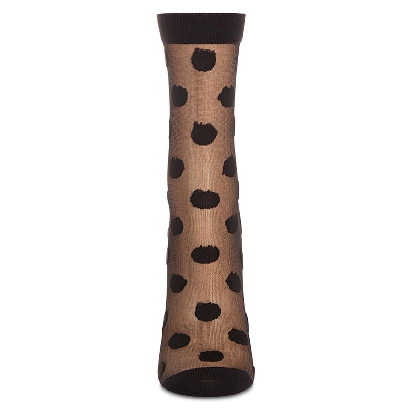 MeMoi Women's Polka Dot Sheer Crew Socks Winter White 9-11