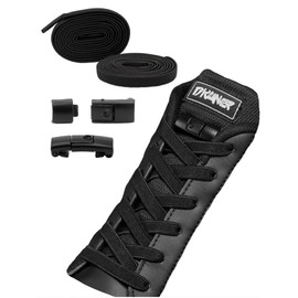 CERLUNA Premium Elastic Shoelaces with Secure Holding Flat Quick Release 6 mm and 8 mm Wide Rubber Shoelaces without Tying / Rubber Shoelaces without Tying in Premium Quality, 6 Colours, B-black