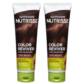 Garnier Nutrisse Color Reviver 5 Minute Nourishing Hair Color Mask with Avocado Oil Delivers Day 1 Color Results, for Color Treated Hair, Warm Brown, 8.4 fl oz