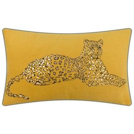 JWH Leopard Print Throw Pillow Cover Decorative Velvet Pillow Case with Gold Foil Printing Cushion Rectangular Pillowcase for Bed Couch Chair Car 12x20 Inches Yellow