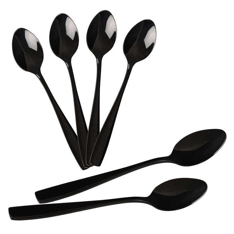 Afromy 12 Pieces Stainless Steel Teaspoons, Black Small Spoons for