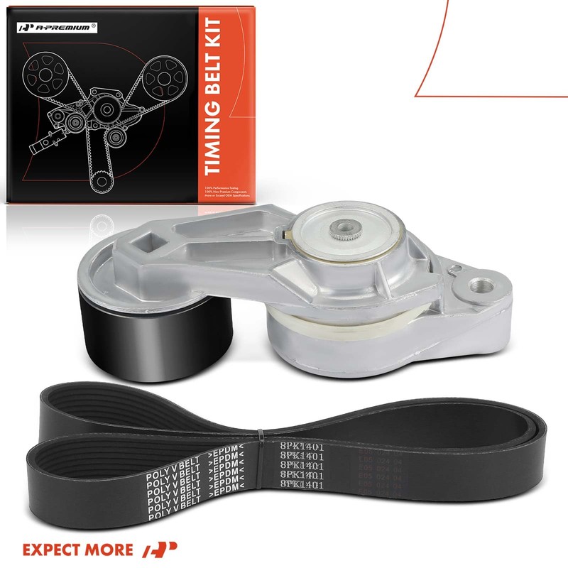 A-Premium Engine Serpentine Belt Drive Kit with Tensioner Compatible with
