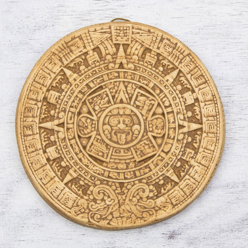NOVICA Yellow Archaeological Theme Ceramic Advent Calendar Wall Plaque, Small