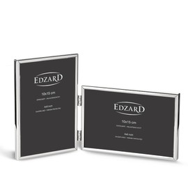 EDZARD Collage Otto Double Photo Frame for 2 Photos 10 x 15 cm Portrait Landscape Format Elegant Silver-Plated Tarnish Resistant with Velvet Back Photo Frame for Standing
