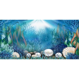 AWERT Vinyl 30x18 inches Underwater World Aquarium Background Aquatic Plants Coral Pearls Fish Tank Background Tropical Terrarium Background