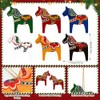 Dala Horse - Adornos de Navidad suecos de 6 piezas