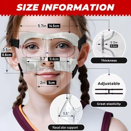WALKEREN WR01B Girls Nose Guard for Broken Nose Adjustable Basketball Soccer Sports Face Mask with Foam Padding and Stickers for Youth Teens (Black)