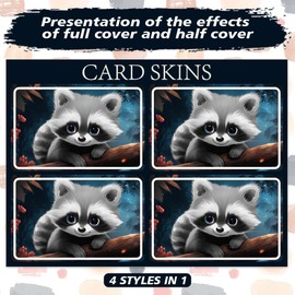 Peacoblue Bank Card Stickers Small Raccoons at Night Credit Debit Cards Custom Case Protection 4 Styles Scratch Resistant and Attractive Stickers for EBT Transport Key Card
