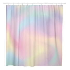 ArtSocket Shower Curtain Watercolor Girly Ombre Blue Pattern Gradient Pastel Iridescent Rainbow Home Bathroom Decor Polyester Fabric Waterproof 72 x 78 Inches Set with Hooks