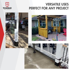 4 x 4 Post Base (Inner Size 3.5"x3.5"), 4 PCS Heavy Duty Metal Black Powder Coated Post Brackets, Anchor Plate Deck Post Base for Deck Railing Mailbox Pergola Fences Porch Railings