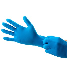 SWIFTEX Heavy Duty Thick Latex Gloves, 14mil, Blue, Industrial, Powder Free, 12" Length, Textured, Multi-Purpose, Box of 50 (XXX-Large)