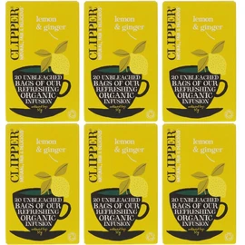 (6 PACK) - Clipper - Organic Lemon & Ginger | 20 Bag | 6 PACK BUNDLE