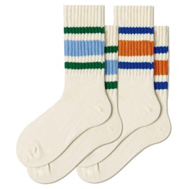 Fszsaa Fun Novelty Striped Retro Crew Socks For Women Sporty Calf Casual Cotton Socks Women