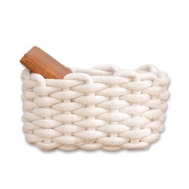 WOOXGEHM Cotton Rope Small Storage Basket, White Minimalist Toilet Paper Basket, Desktop Room Storage Basket, Cute Tiny Storage Baskets for Keys, Wallets, Jewelry, Cosmetics and Small Parts