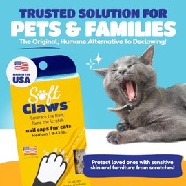 Soft Claws - Solución segura sin arañazos para gatos, protege los muebles y los invitados de arañazos de gatos, tamaño: mediano, color: negro y dorado