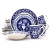 Euro Ceramica Blue Garden 16 Piece Oven Safe Hand Painted