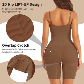 EUYZOU Shapewear Bodysuit for Women Tummy Control - Butt Lifting Fajas Full Body Shaper Seamless Thigh Slimmer Shorts - Coffee XS/S