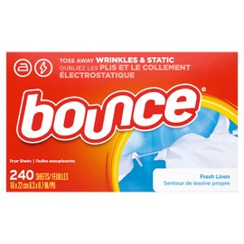Bounce Bounce Dryer Sheets Laundry Fabric Softener, Fresh Linen Scent, 240 Count