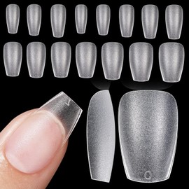 Bnbnpup Short Nail Tips for Nails - Full Cover Nail Tips, Pack of 240, 15 Sizes - Perfect for Gel Nails (Pre-Buff, Short Coffin)