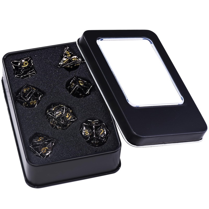 SIQUK 7-Piece DND Dice Set, Metal Dice Game, Polyhedral Dice,