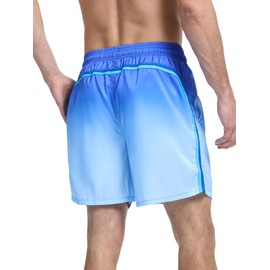 SERENYOU Men's Swimming Trunks Mesh Lining Colour Gradient Swimming Shorts Quick Drying Board Shorts Short, navy, XXL