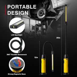 Napatyre LED Work Light Torch, 1000 Lumens, 3 Modes, Super Bright LED Workshop Lamp with Magnetic Base and Gooseneck, COB Inspection Lamp for Car Repair, Workshop, Garage