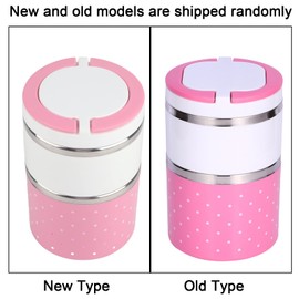 Thermal Lunch Box, 2 Layer Insulation Stainless Steel Pink Bento Lunch Box Portable with Sealing Hot Food Container for Outdoor Travel Picnic for Kids Adults