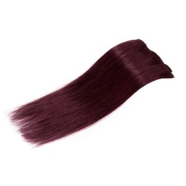 MY-LADY Clip in 100% Remy Human Hair Extensions Highlighted Highlight 8"-24" Grade 7A Quality Full Head 8pcs 18clips Long Soft Silky Straight for Beauty Fashion 16"/16 inch 90g,#99J Wine Red