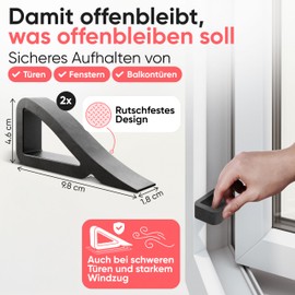 LouMaxx Window Stopper for Airing - Door Wedge - The Allrounder in Window Wedges and Door Stopper Floor - Window Stopper Rubber - Pack of 2 in Black