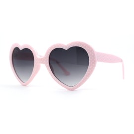 Womens Pink Polka Dot Print Color Plastic Heart Shape Cutie Sunglasses
