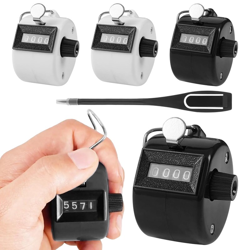 Pack of 4 Hand Counters, 4-Digit Counter and Black Scoring