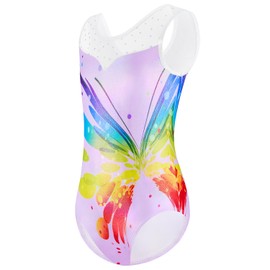 Boteria Gymnastics Leotards for Girls with Shorts Set, Long Sleeve/Sleeveless Dance Leotard Sparkle Dancewear for Kids 5-12 Years (Purple-sleeveless, 7-8 Years)