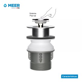 Meer Desagüe Emergente Con Botón Pop-up De Acero Inox Lavabo