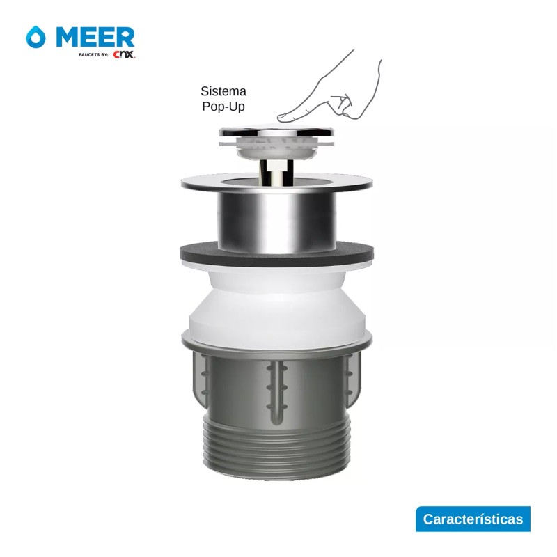 Meer Desagüe Emergente Con Botón Pop-up De Acero Inox Lavabo