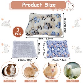 ChAusa Pack of 3 Small Animal Plush Bed Guinea Pig Bed Warm Fluffy Plush Bed Guinea Pig Accessories Plush Bed for Small Animals for Guinea Pigs, Hamsters, Kittens (Two Sizes)