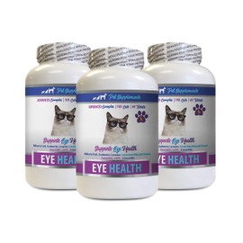 PET SUPPLEMENTS cat Eye Vitamins Support Small Breed - Cats Eye Health Complex - Advanced Formula for Eye Sight - Immune Boost - cat Cranberry Treats - 3 Bottles (180 Tablets)