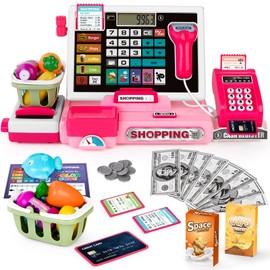 maysida Children's Cash Register Toy Educational Toy Set Gift for Children (Pink)