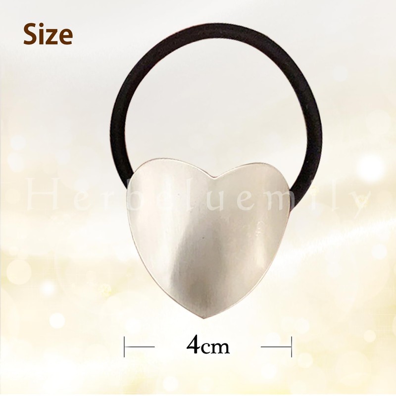 Herbeluemily Hair Rubber Hair Accessories, Antique Gold, Heart, Silver, Flat