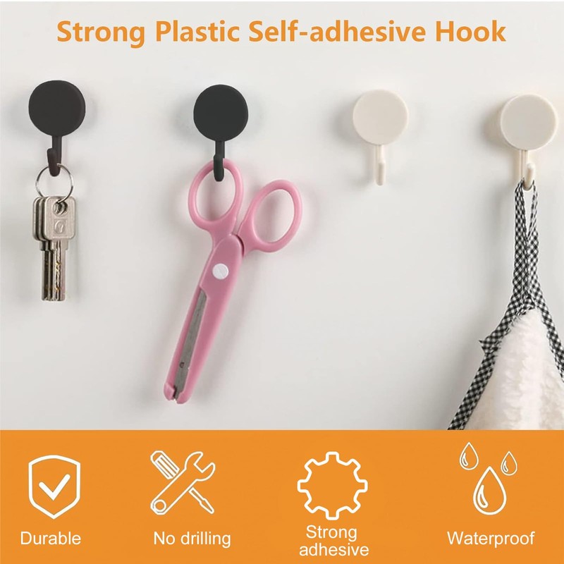 MOROBOR Self Adhesive Hooks, 20pcs Heavy Duty Plastic Hooks Wall