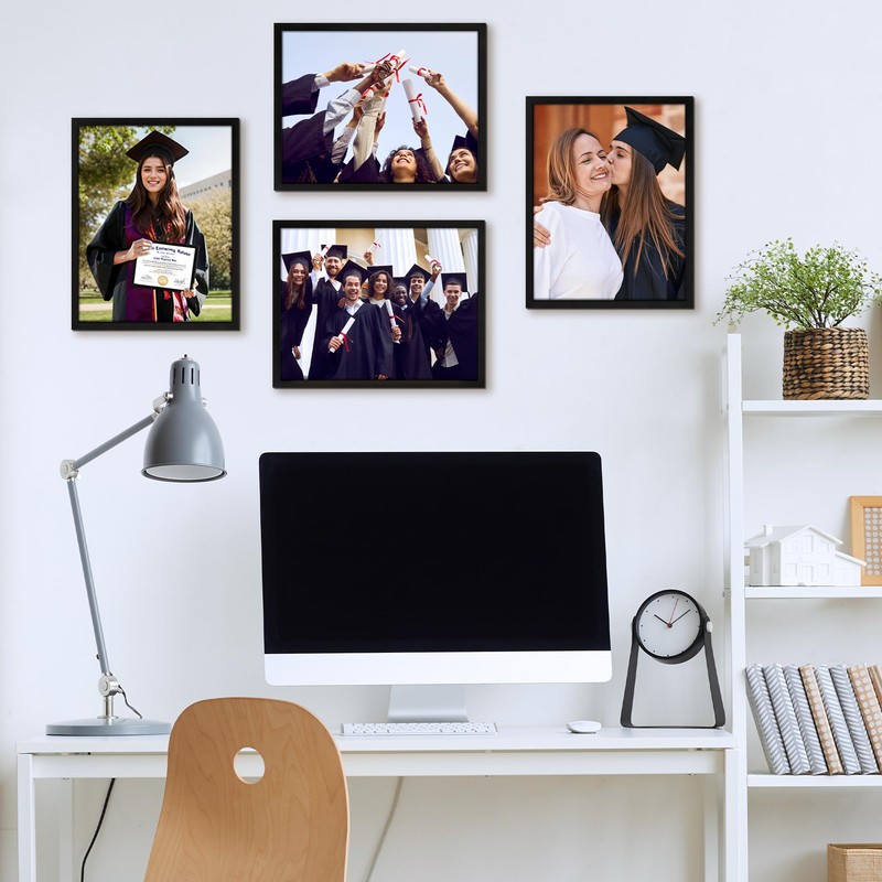 FIXSMITH 11x14 Diploma Frame, Black Picture Frame with Clear Plexiglass,